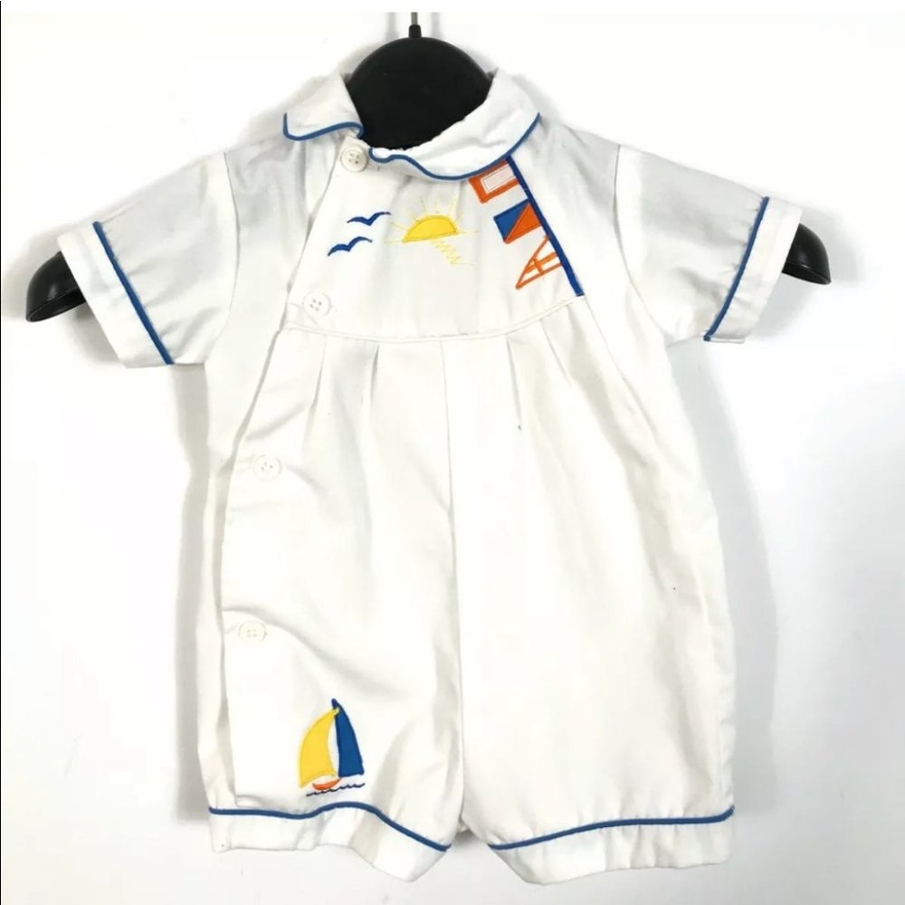❤️Vintage Kids  One piece romper Sailor Embroidered